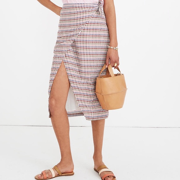 Madewell Dresses & Skirts - Madewell Sarong Midi Skirt in Rainbow Gingham Sz 6